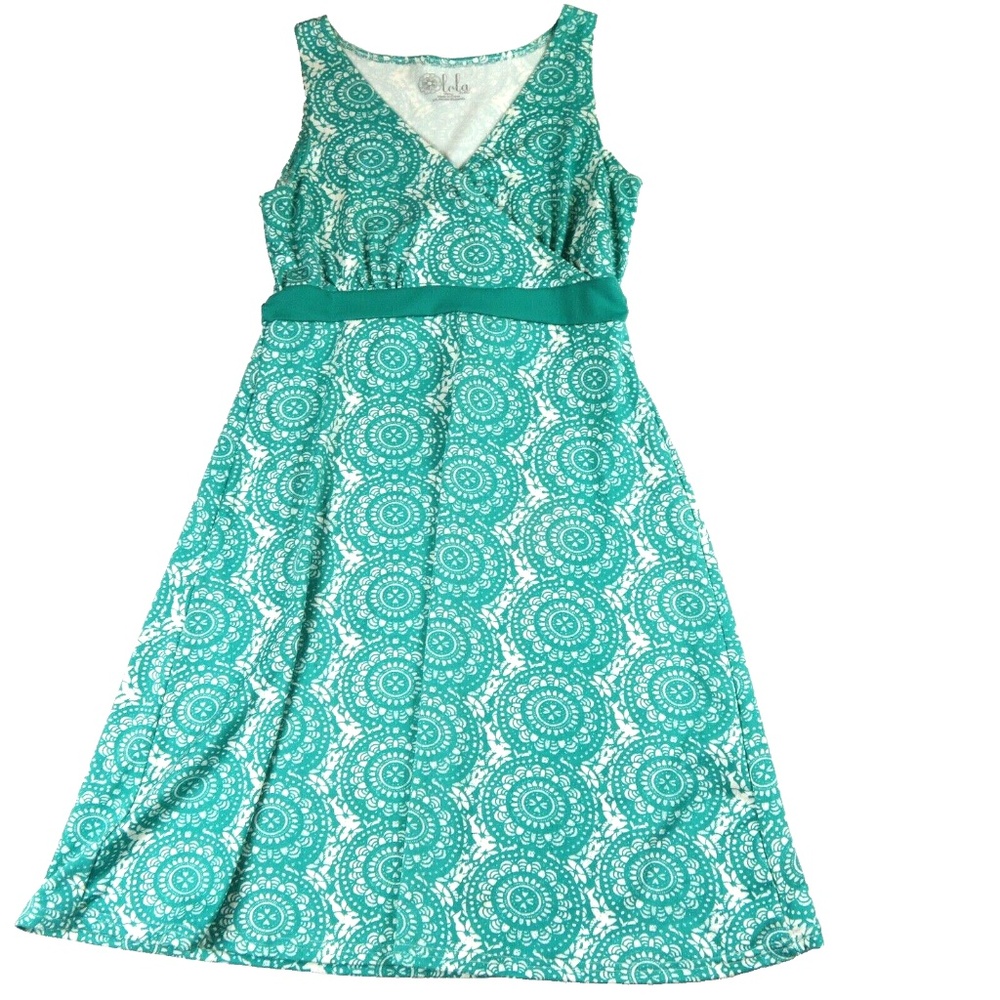 LOLA by AFG Activewear sleeveless white green Crossed Front dress Small